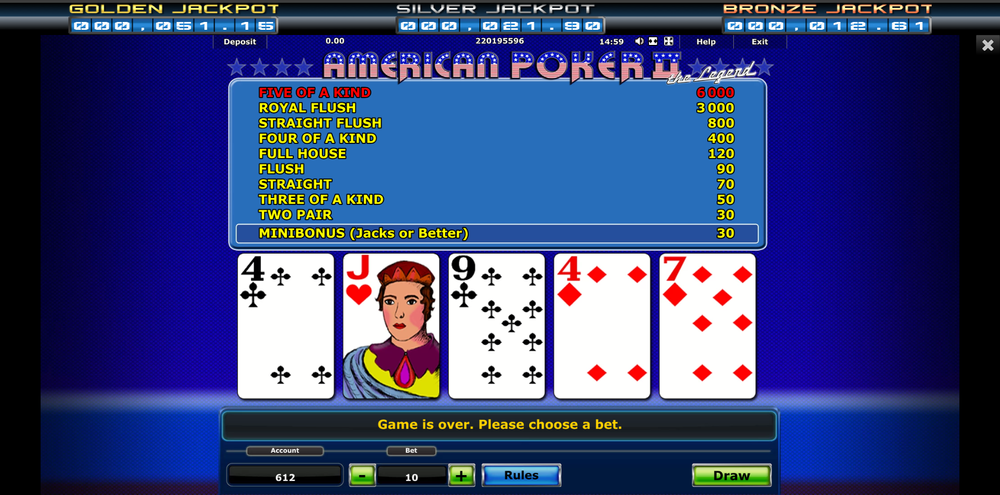 Skillmine+-+American+Poker+II+-+table+game