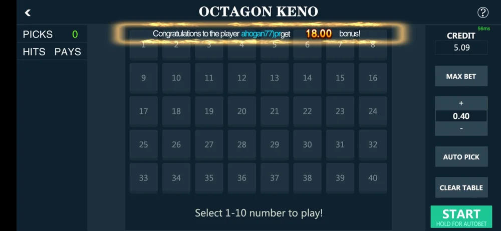 Vegas+Sweeps+Octagon+Keno