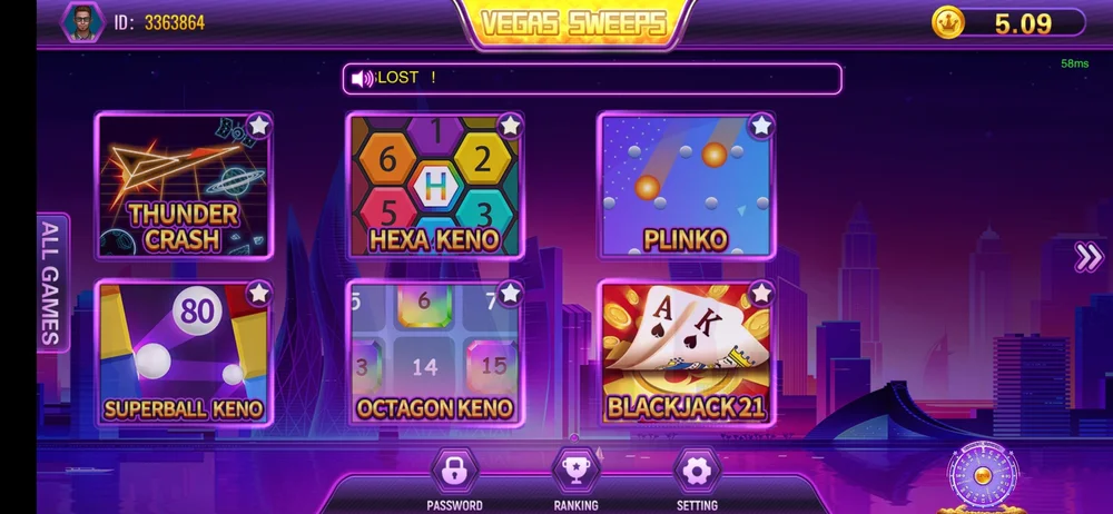 Vegas+Sweeps+Slot+Game+Lobby